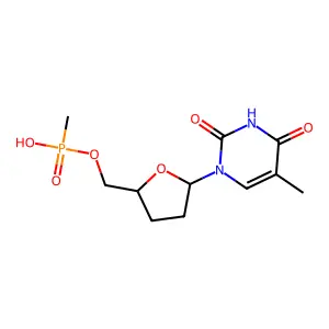 Thymidine, 3'-deoxy-, 5'-(hydrogen methylphosphonate) structure