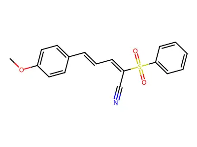(2E,4E)-5-(4-methoxyphenyl)-2-(phenylsulfonyl)-2,4-pentadienenitrile structure