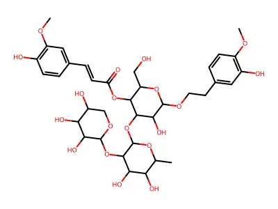 [4-[4,5-dihydroxy-6-methyl-3-(3,4,5-trihydroxyoxan-2-yl)oxyoxan-2-yl]oxy-5-hydroxy-6-[2-(3-hydroxy-4-methoxyphenyl)ethoxy]-2-(hydroxymethyl)oxan-3-yl] 3-(4-hydroxy-3-methoxyphenyl)prop-2-enoate structure