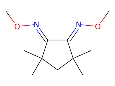 Cyclopentane-1,2-dione, 3,3,5,5-tetramethyl-, bis(o-methyloxime)-, (E,Z)- structure