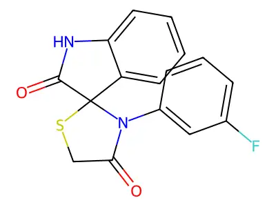 3-(3-fluorophenyl)spiro[1,3-thiazolidine-2,3'-1H-indole]-2',4-dione structure