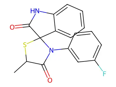 3-(3-fluorophenyl)-5-methylspiro[1,3-thiazolidine-2,3'-1H-indole]-2',4-dione structure