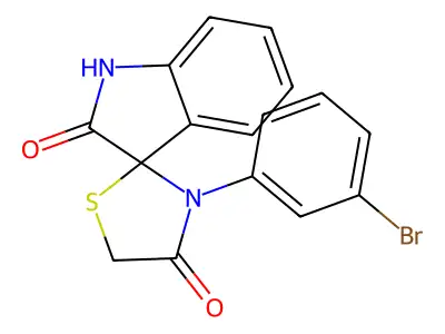 3-(3-bromophenyl)spiro[1,3-thiazolidine-2,3'-1H-indole]-2',4-dione structure