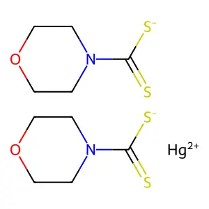 Mercury, bis(4-morpholinecarbodithioato-S,S')-, (T-4)- structure