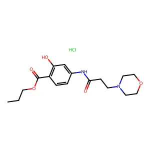 Salicylic acid, 4-(3-morpholinopropionamido)-, propyl ester, hydrochloride structure