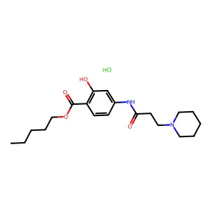 Salicylic acid, 4-(3-piperidinopropionamido)-, pentyl ester, hydrochloride structure