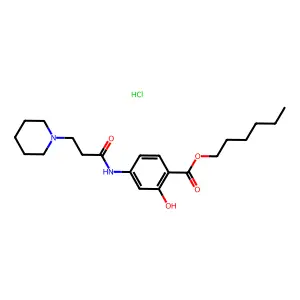 Salicylic acid, 4-(3-piperidinopropionamido)-, hexyl ester, hydrochloride structure