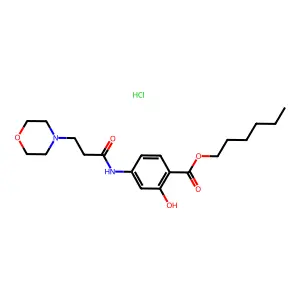 Salicylic acid, 4-(3-morpholinopropionamido)-, hexyl ester, hydrochloride structure