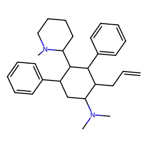 Piperidine, 2-[3-allyl-4-(dimethylamino)-2,6-diphenylcyclohexyl]-1-methyl- structure