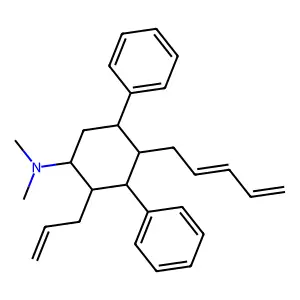 2-Allyl-N,N-dimethyl-4-(2,4-pentadien-1-yl)-3,5-diphenylcyclohexan-1-amine structure