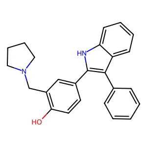 Phenol, 4-(3-phenyl-2-indolyl)-2-(1-pyrrolidinylmethyl)- structure