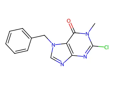 7-benzyl-2-chloro-1-methyl-1,7-dihydro-6H-purin-6-one structure