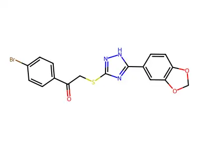 Acetophenone, 4'-bromo-2-(5-(1,3-benzodioxol-5-yl)-s-triazol-3-yl)thio- structure