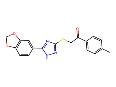 Ethanone, 2-((5-(1,3-benzodioxol-5-yl)-1H-1,2,4-triazol-3-yl)thio)-1-(4-methylphenyl)- structure