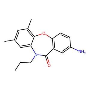 2-Amino-6,8-dimethyl-10-propyl-dibenz(b,f)(1,4)oxazepin-11-(10H)-one structure