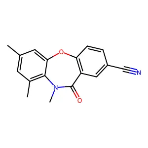 2-Cyano-7,9,10-trimethyl-dibenz(b,f)(1,4)oxazepin-11-(10H)-one structure