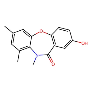 2-Hydroxy-7,9,10-trimethyl-dibenz(b,f)(1,4)oxazepin-11-(10H)-one structure