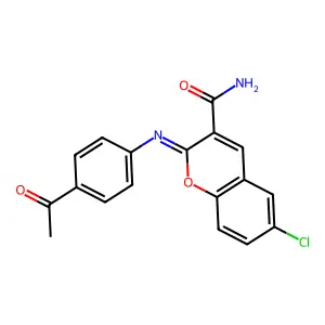 (2Z)-2-[(4-acetylphenyl)imino]-6-chloro-2H-chromene-3-carboxamide structure
