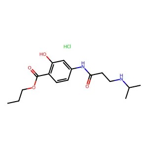 Salicylic acid, 4-(3-(isopropylamino)propionamido)-, propyl ester, hydrochloride structure