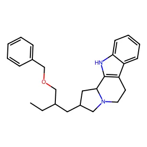 2-[2-(phenylmethoxymethyl)butyl]-2,3,5,6,11,11b-hexahydro-1H-indolizino[8,7-b]indole structure