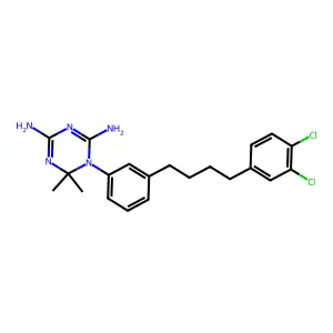 1,3,5-Triazine-2,4-diamine, 1-(3-(4-(3,4-dichlorophenyl)butyl)phenyl)-1,6-dihydro-6,6-dimethyl- structure
