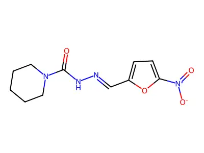 N-[(5-nitrofuran-2-yl)methylideneamino]piperidine-1-carboxamide structure