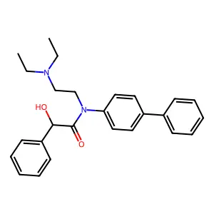 N-(2-diethylaminoethyl)-2-hydroxy-2-phenyl-N-(4-phenylphenyl)acetamide structure