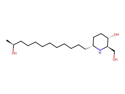 6-(11-Hydroxydodecyl)-2-(hydroxymethyl)piperidin-3-ol structure