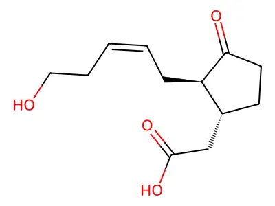 2-[(1R,2R)-2-(5-hydroxypent-2-enyl)-3-oxocyclopentyl]acetic acid structure