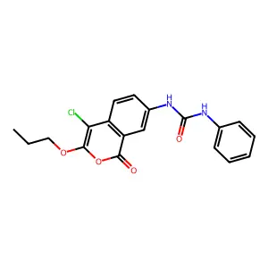 7-Phenylureido-4-chloro-3-propyloxyisocoumarin structure