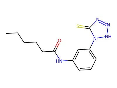 Hexanamide, N-[3-(2,5-dihydro-5-thioxo-1H-tetrazol-1-yl)phenyl]- structure