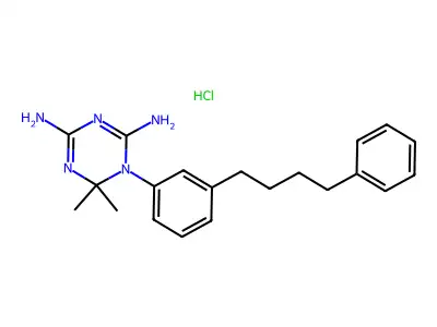 6,6-Dimethyl-1-[3-(4-phenylbutyl)phenyl]-1,3,5-triazine-2,4-diamine structure
