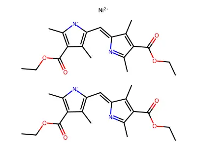 ethyl (5Z)-5-[(4-ethoxycarbonyl-3,5-dimethylpyrrol-1-id-2-yl)methylidene]-2,4-dimethylpyrrole-3-carboxylate;nickel(2+) structure