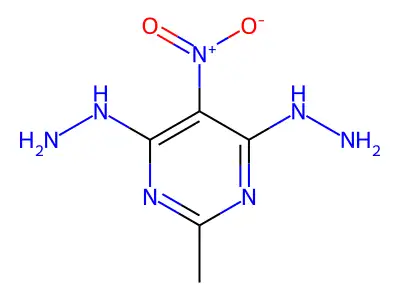(6-Hydrazinyl-2-methyl-5-nitropyrimidin-4-yl)hydrazine structure