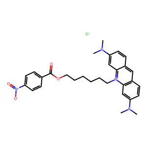 3,6-Bis(dimethylamino)-10-(6-(4-nitrobenzoyloxy)hexyl)acridinium structure