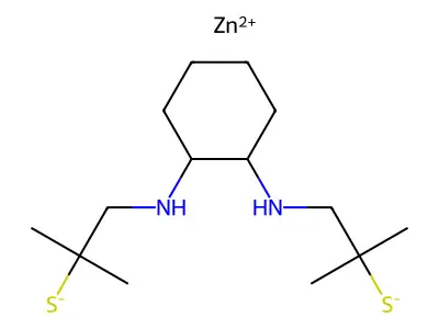 3,3'-(1,2-cyclohexanediyldinitrilo)-bis(2-methylpropane-2-thiolato)zinc II structure