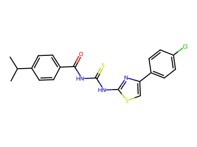 N-[[4-(4-chlorophenyl)-1,3-thiazol-2-yl]carbamothioyl]-4-propan-2-ylbenzamide structure