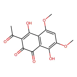 3-Acetyl-4,8-dihydroxy-5,7-dimethoxynaphthalene-1,2-dione structure