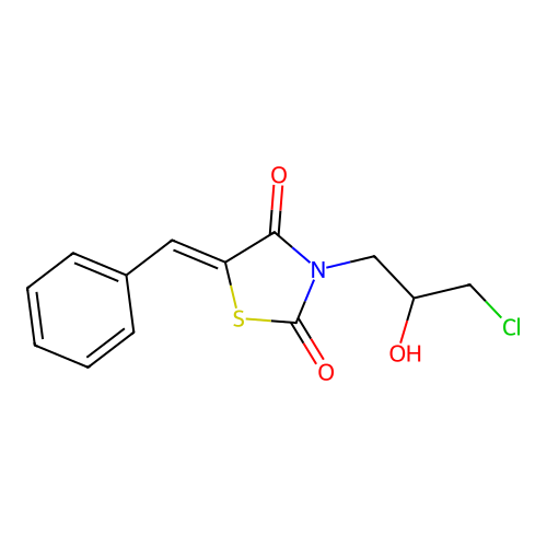 (5Z)-5-benzylidene-3-(3-chloro-2-hydroxypropyl)-1,3-thiazolidine-2,4-dione structure