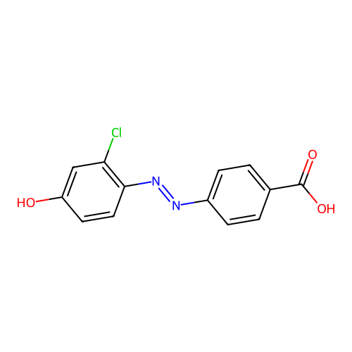 (E)-4-((2-chloro-4-hydroxyphenyl)diazenyl)benzoic acid structure