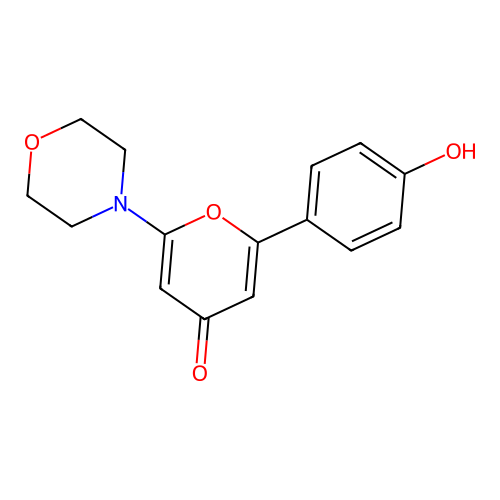 4H-Pyran-4-one, 2-(4-hydroxyphenyl)-6-(4-morpholinyl)- structure