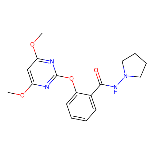 2-(4,6-dimethoxypyrimidin-2-yl)oxy-N-pyrrolidin-1-ylbenzamide structure