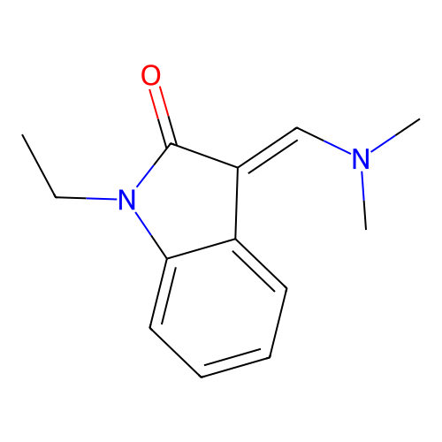 (3E)-3-[(dimethylamino)methylidene]-1-ethyl-1,3-dihydro-2H-indol-2-one structure