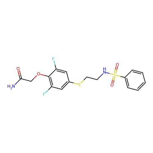 4-(2-(Phenylsulfonylamino)ethylthio)-2,6-difluorophenoxyacetamide structure