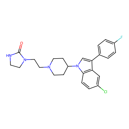 2-imidazolidinone,1-[2-[4-[5-chloro-3-(4-fluorophenyl)-1h-indol-1-yl]-1-piperidinyl]ethyl]- structure