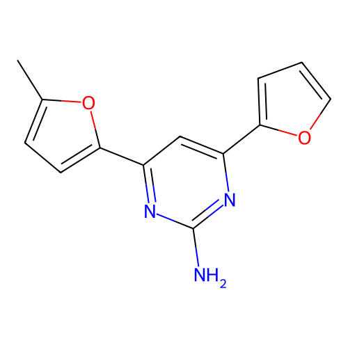 4-(Furan-2-yl)-6-(5-methylfuran-2-yl)pyrimidin-2-amine structure