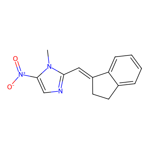 2-((2,3-Dihydro-1H-inden-1-ylidene)methyl)-1-methyl-5-nitro-1H-imidazole structure