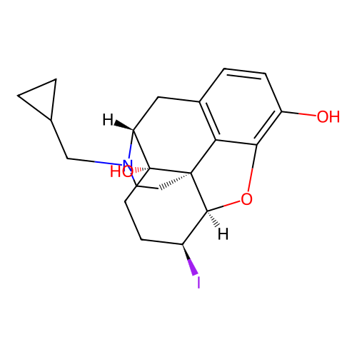 6-Iodo-3,14-dihydroxy-17-(cyclopropylmethyl)-4,5-epoxymorphinan structure