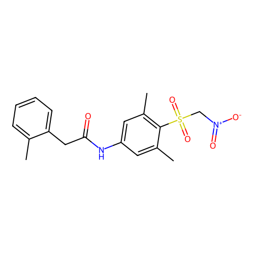N-[3,5-dimethyl-4-(nitromethylsulfonyl)phenyl]-2-(2-methylphenyl)acetamide structure
