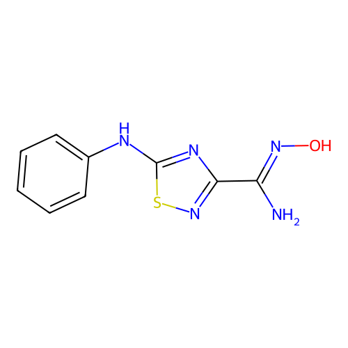 5-anilino-N'-hydroxy-1,2,4-thiadiazole-3-carboximidamide structure